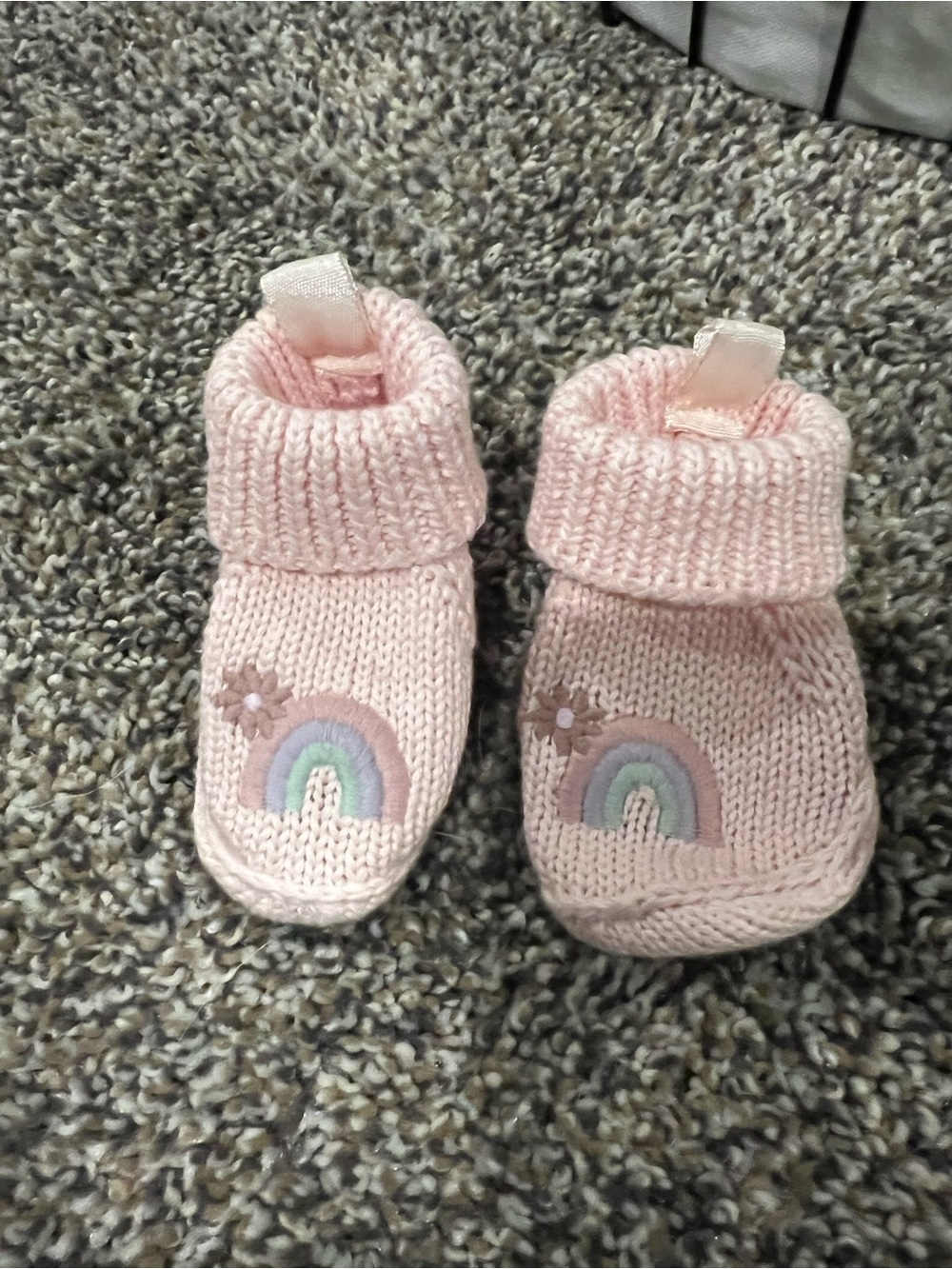 Baby Pink Knit Rainbow Booties